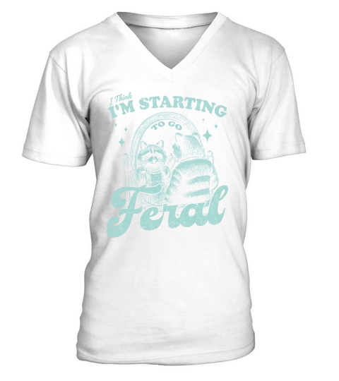 Raccoon in Mirror D Green V-Neck T-shirt