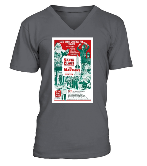 Santa Claus Conquers The Martians Vintage Film Post V-Neck T-shirt