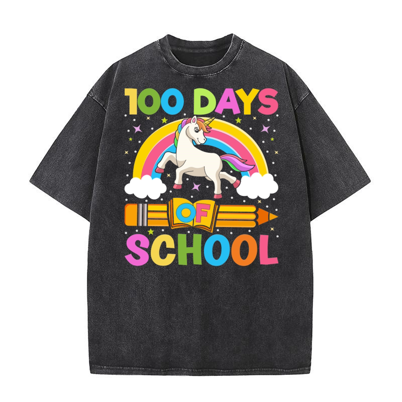 100 Days of School 4 02 Washed T-Shirt