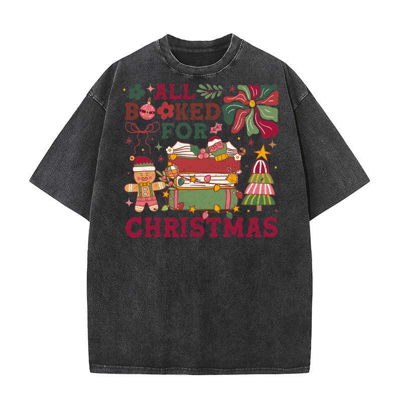 All Booked For Christmas 3 Washed T-Shirt