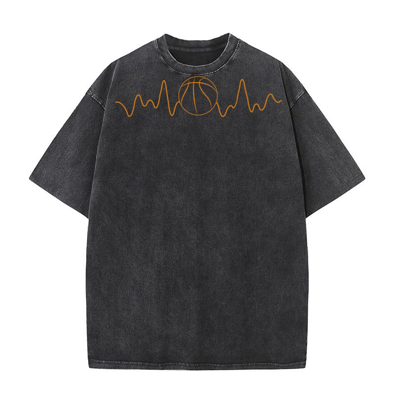 Basketball Heartbeat 2 Washed T-Shirt