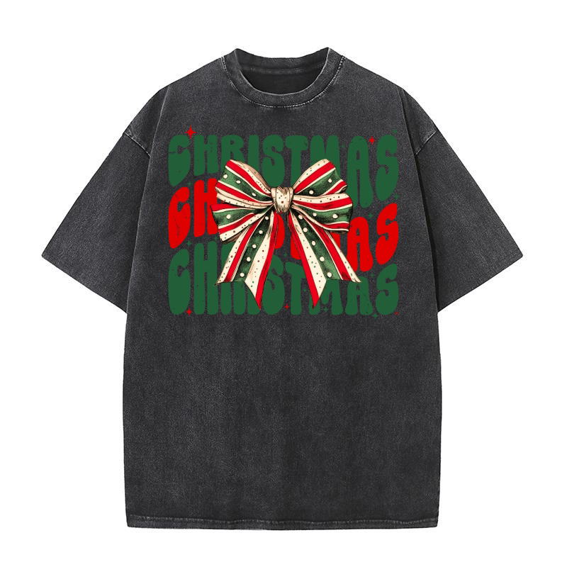 Christmas bow Washed T-Shirt