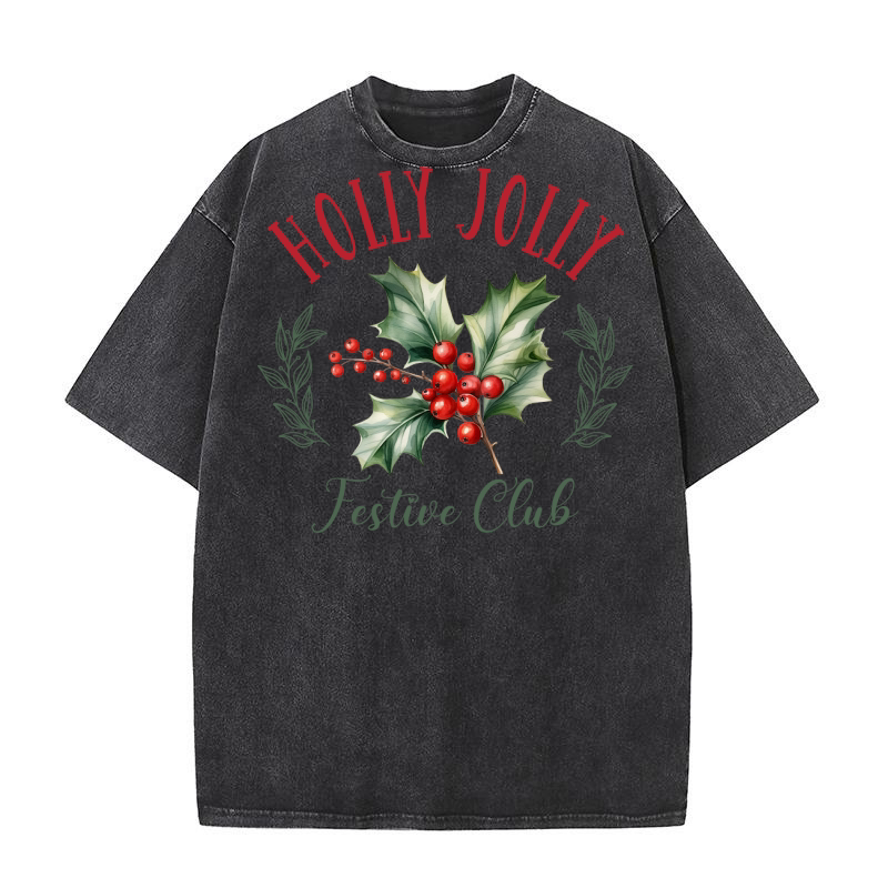 Christmas Holly jolly Festive club 02 Washed T-Shirt