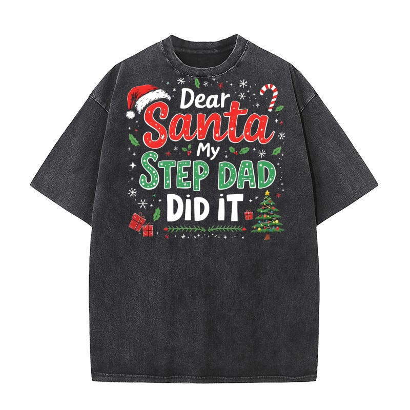 Dear santa sted dad did it 2 Washed T-Shirt