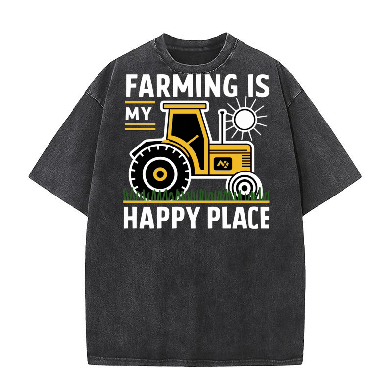 Farming is My Happy Place Washed T-Shirt