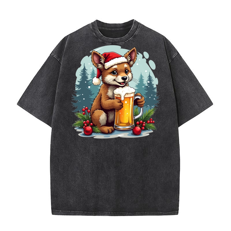 Funny Animal Beer Christmas Sublimation 6 08 Washed T-Shirt