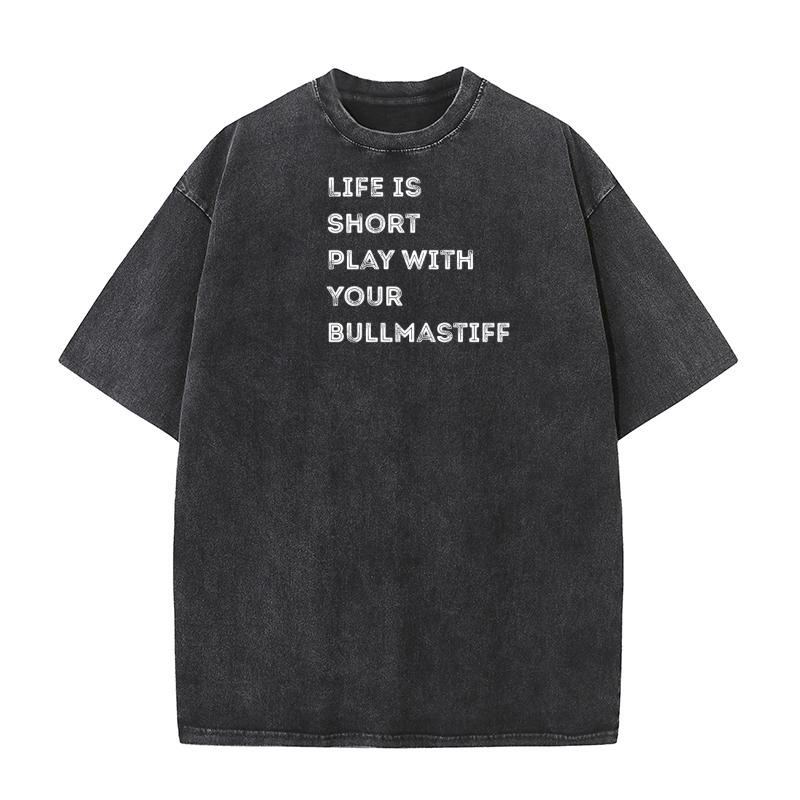 Like Is Short Play With Your Bullmastiff Washed T-Shirt