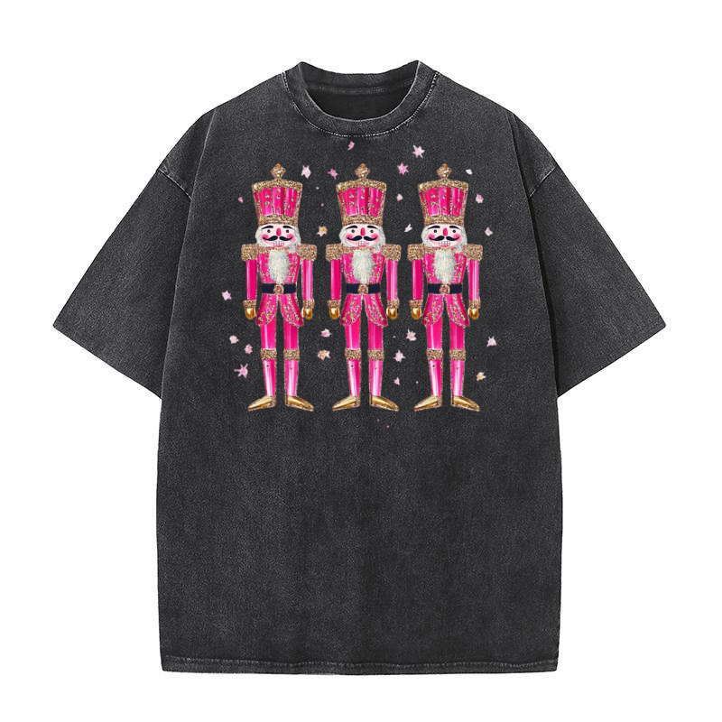 Pink Glitter Nutcracker Friends Washed T-Shirt