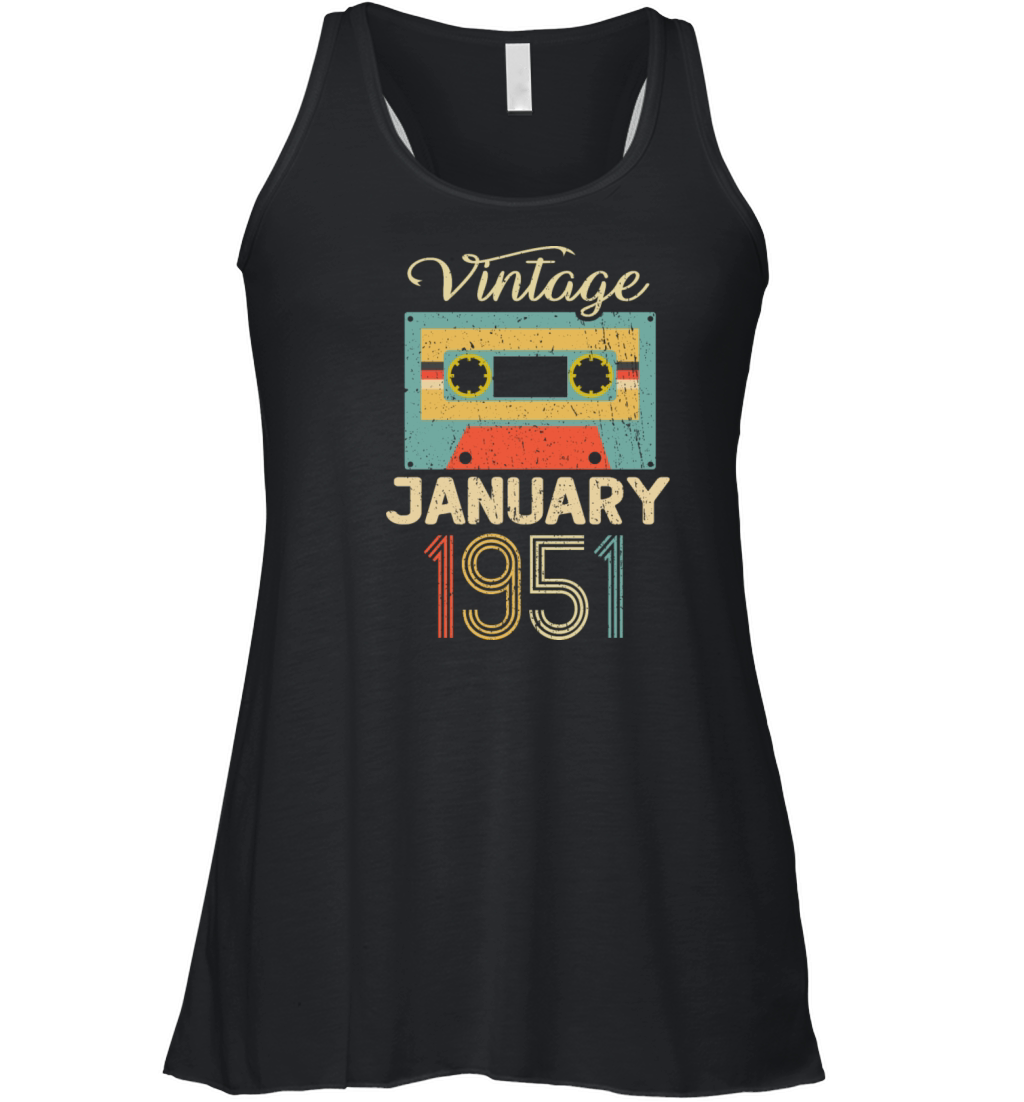 Vintage January 70 Year 1951 70th Birthday Gift Women's Flowy Tank Top