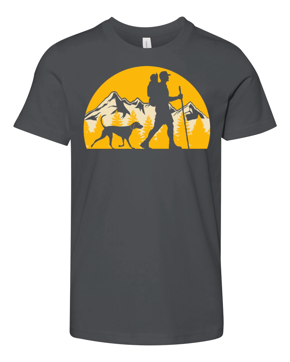 Hiking with Dog - Climbing Forest Trekking hike Youth Unisex Jersey Tee
