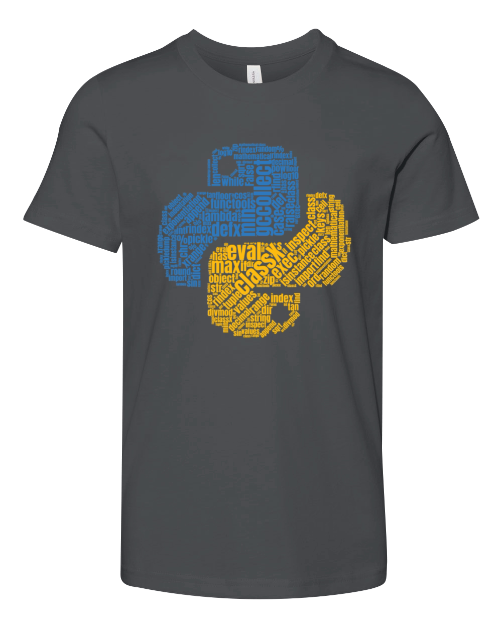 Python Logo WordCloud Shirt for Programmers Youth Unisex Jersey Tee