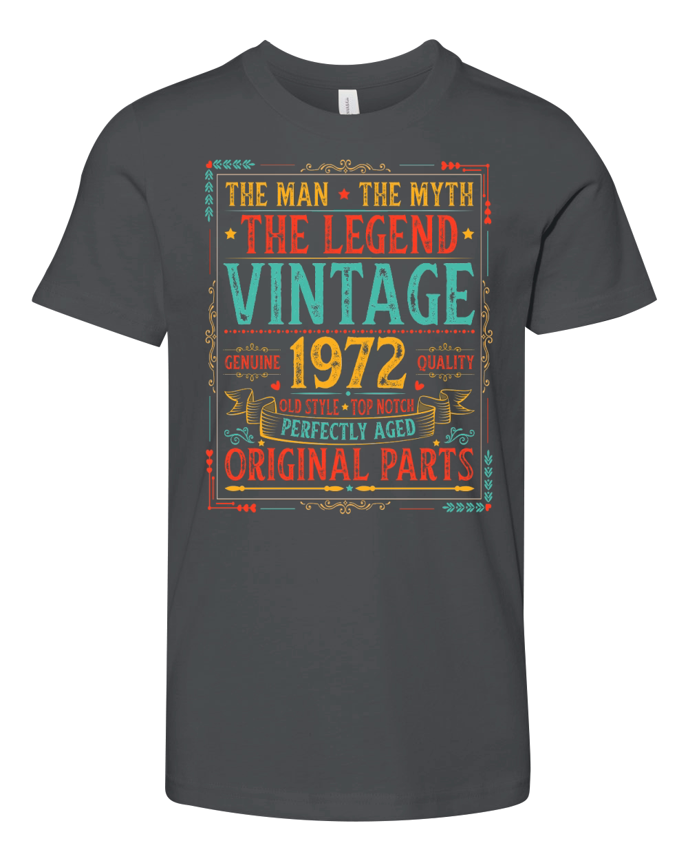The Man The Myth The Legend Vintage 1972 50th Birthday T Shirt Design (1) Youth Unisex Jersey Tee