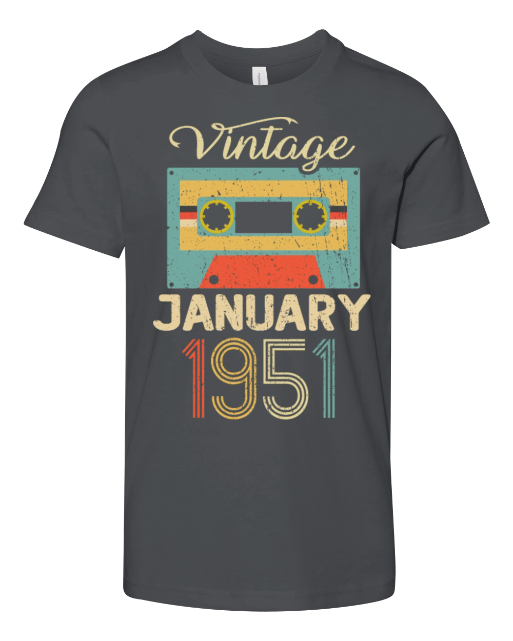 Vintage January 70 Year 1951 70th Birthday Gift Youth Unisex Jersey Tee