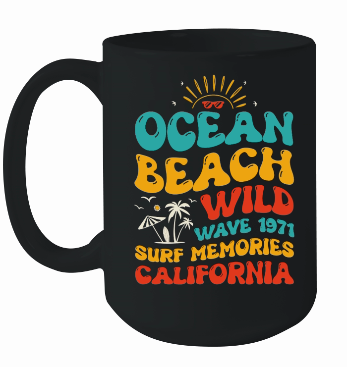 Ocean Beach Wild Wave 1971 Surf Memories California (1) Ceramic Mug