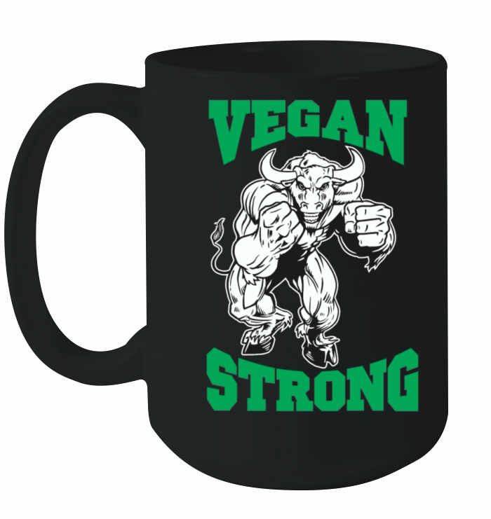 Vegan Strong Bull Plant Based Powered By Plants Ceramic Mug