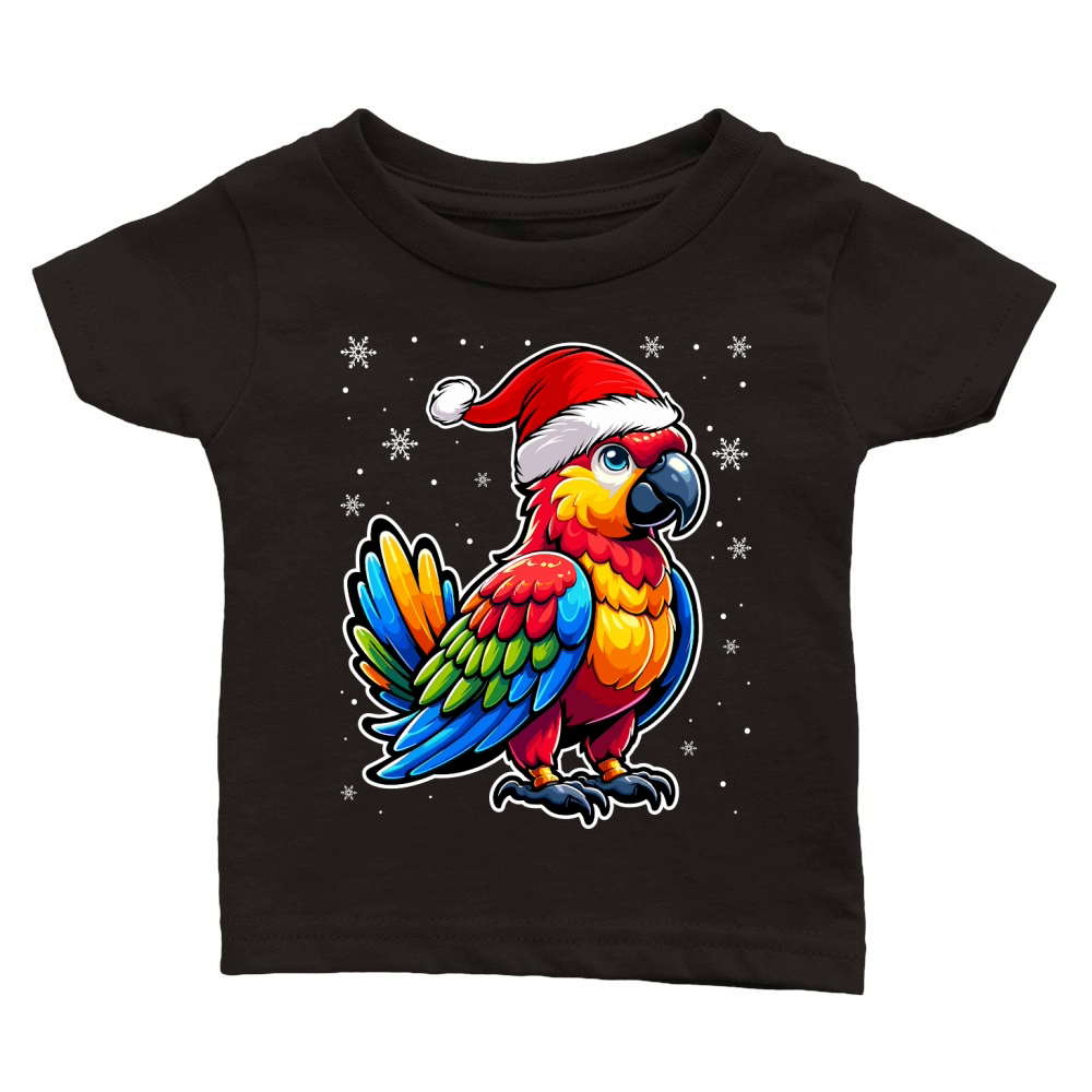 adorable parrot eating ramen wearing santa hat 1 Classic Baby Crewneck T-shirt