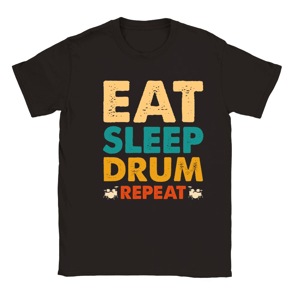 Eat Sleep Drum Repeat T Shirt Design (1) Classic Kids Crewneck T-shirt