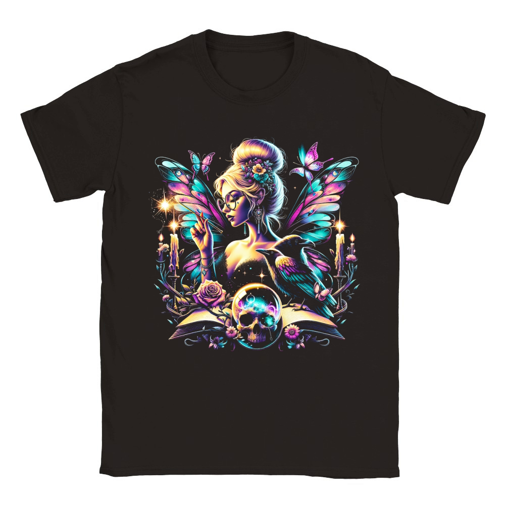 Mystical Gothic Fairy with Ravens Classic Kids Crewneck T-shirt