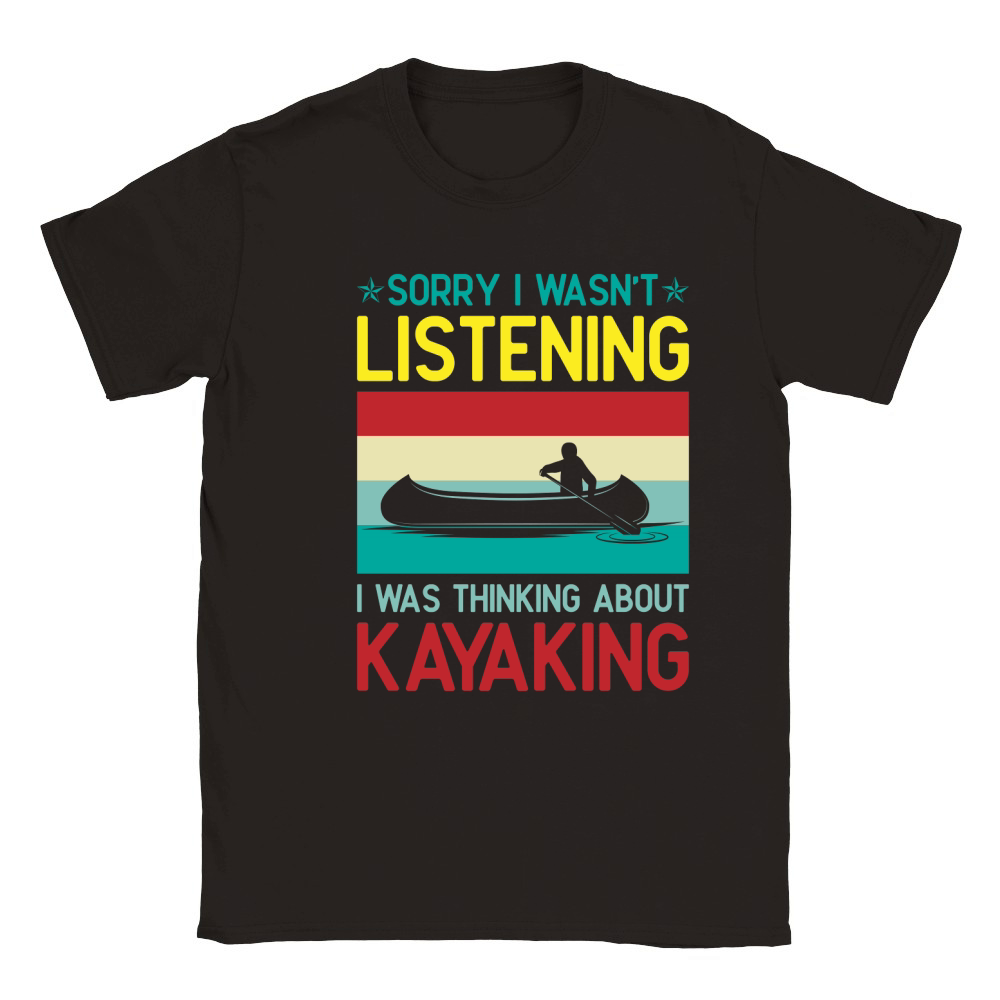 Sorry I Wasnt Listening I Was Thinking About Kayaking Retro Svg Dxf Cut Files Classic Kids Crewneck T-shirt