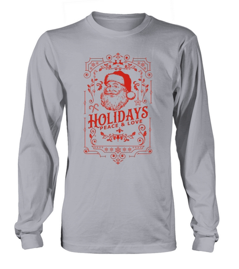 Vintage Christmas  holidays peace and love white 7 red 02 Long sleeved Unisex