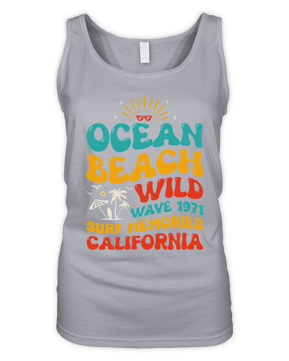 Ocean Beach Wild Wave 1971 Surf Memories California (1) Organic Women's Tank Top