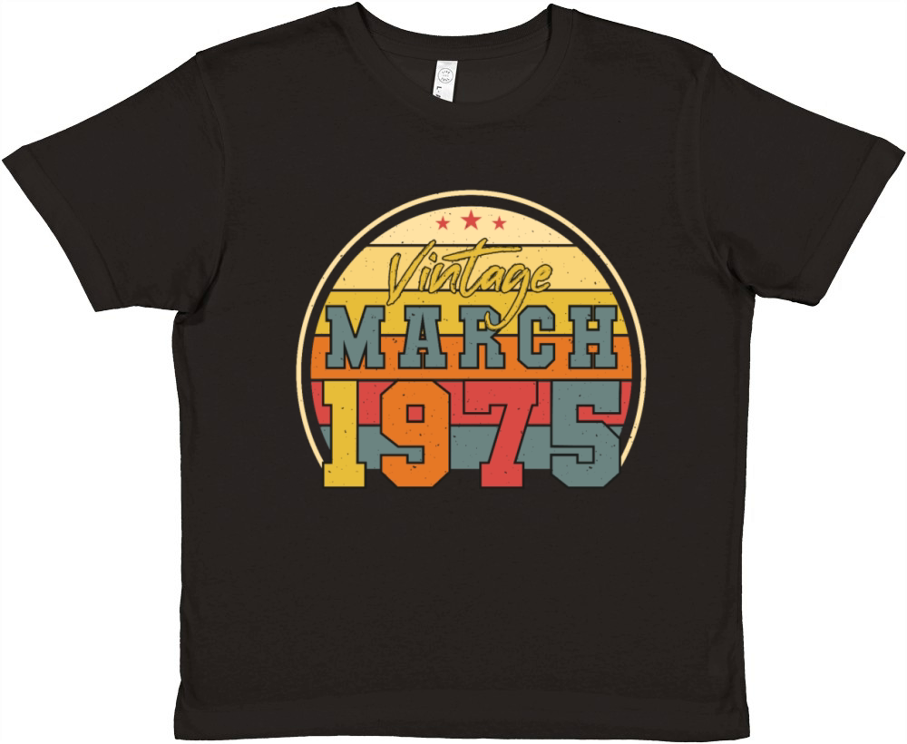 1975 In March Vintage Funny Premium Kids Crewneck T-shirt