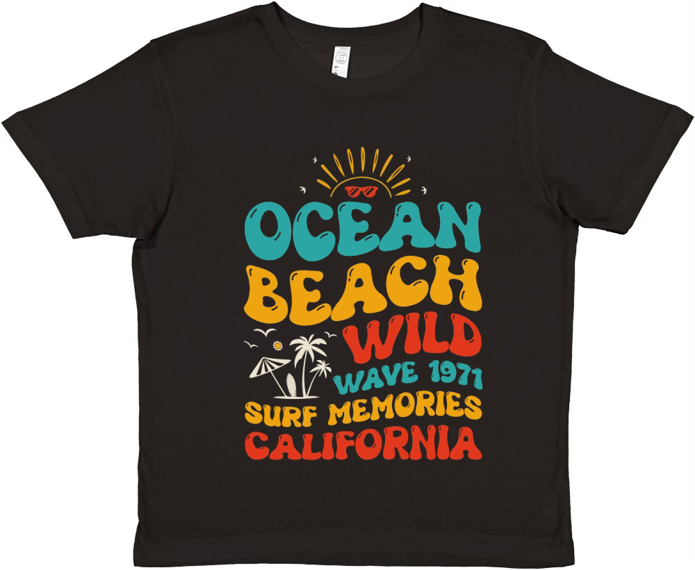 Ocean Beach Wild Wave 1971 Surf Memories California (1) Premium Kids Crewneck T-shirt