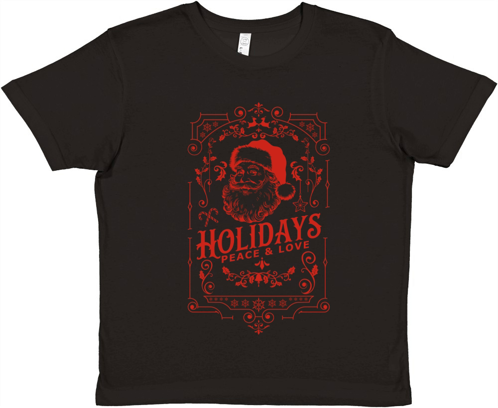 Vintage Christmas  holidays peace and love white 7 red 02 Premium Kids Crewneck T-shirt