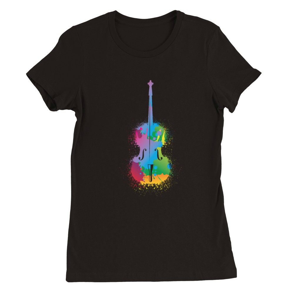 Colorful Cello Retro Music Lover Cellist Premium Womens Crewneck T-shirt