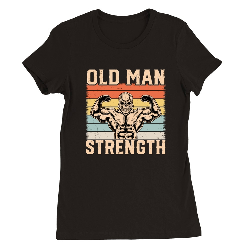 Gym Retro Vintage old man strength Premium Womens Crewneck T-shirt