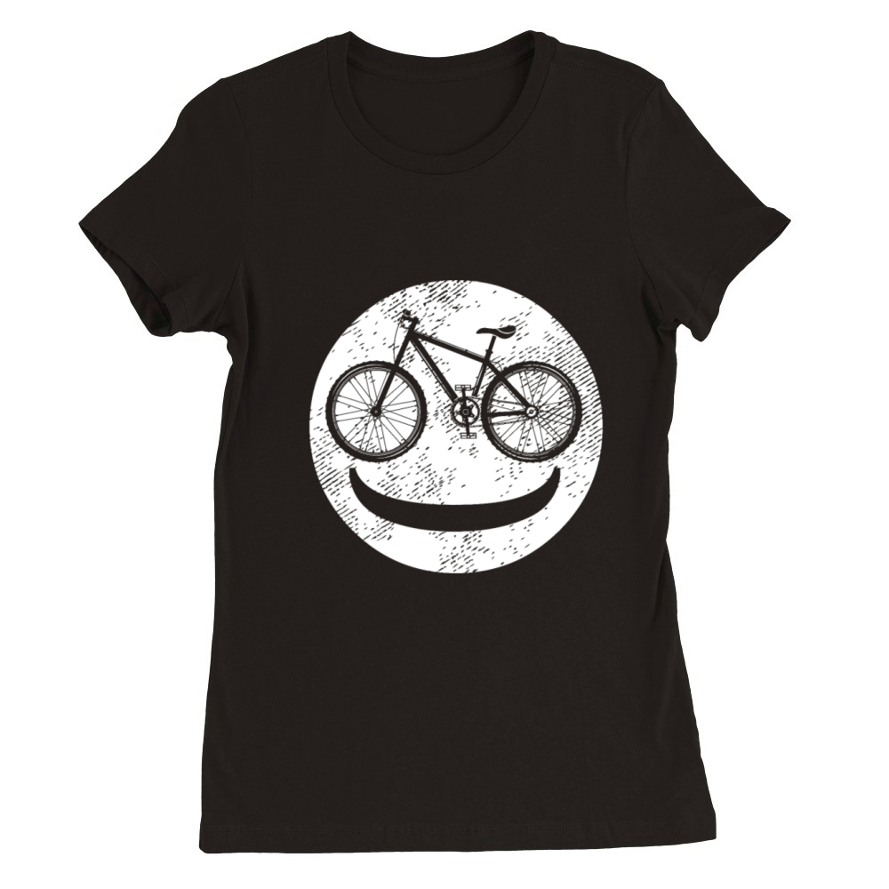 MTB Bike Happy Face Cycling Cyclists Premium Womens Crewneck T-shirt