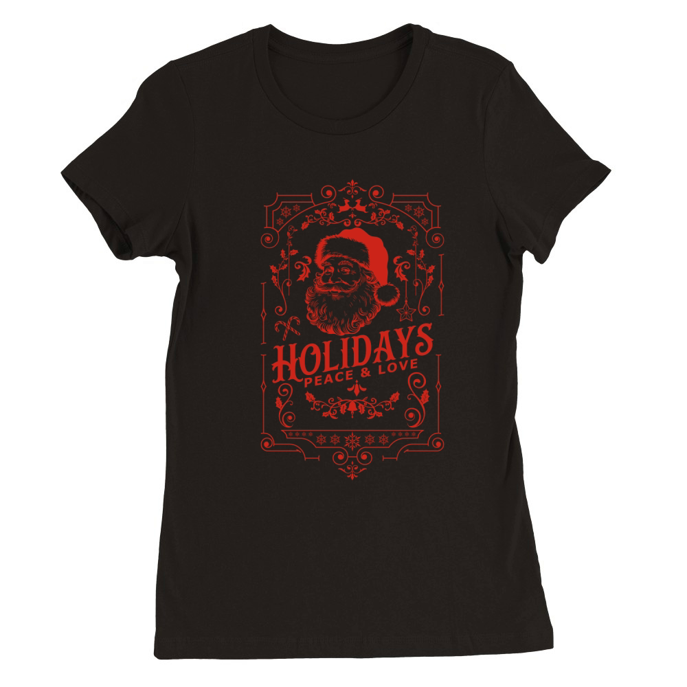 Vintage Christmas  holidays peace and love white 7 red 02 Premium Womens Crewneck T-shirt