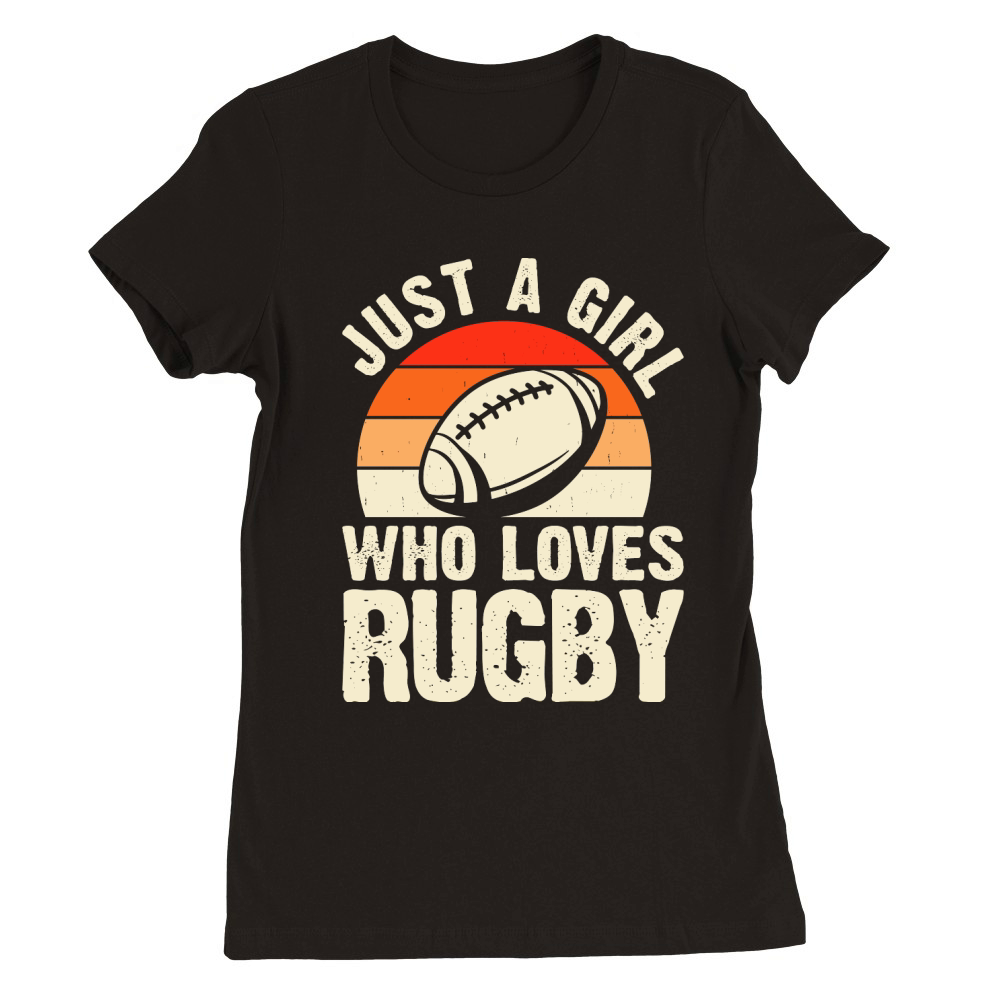 Vintage Rugby Player just a girl who loves rugby Premium Womens Crewneck T-shirt