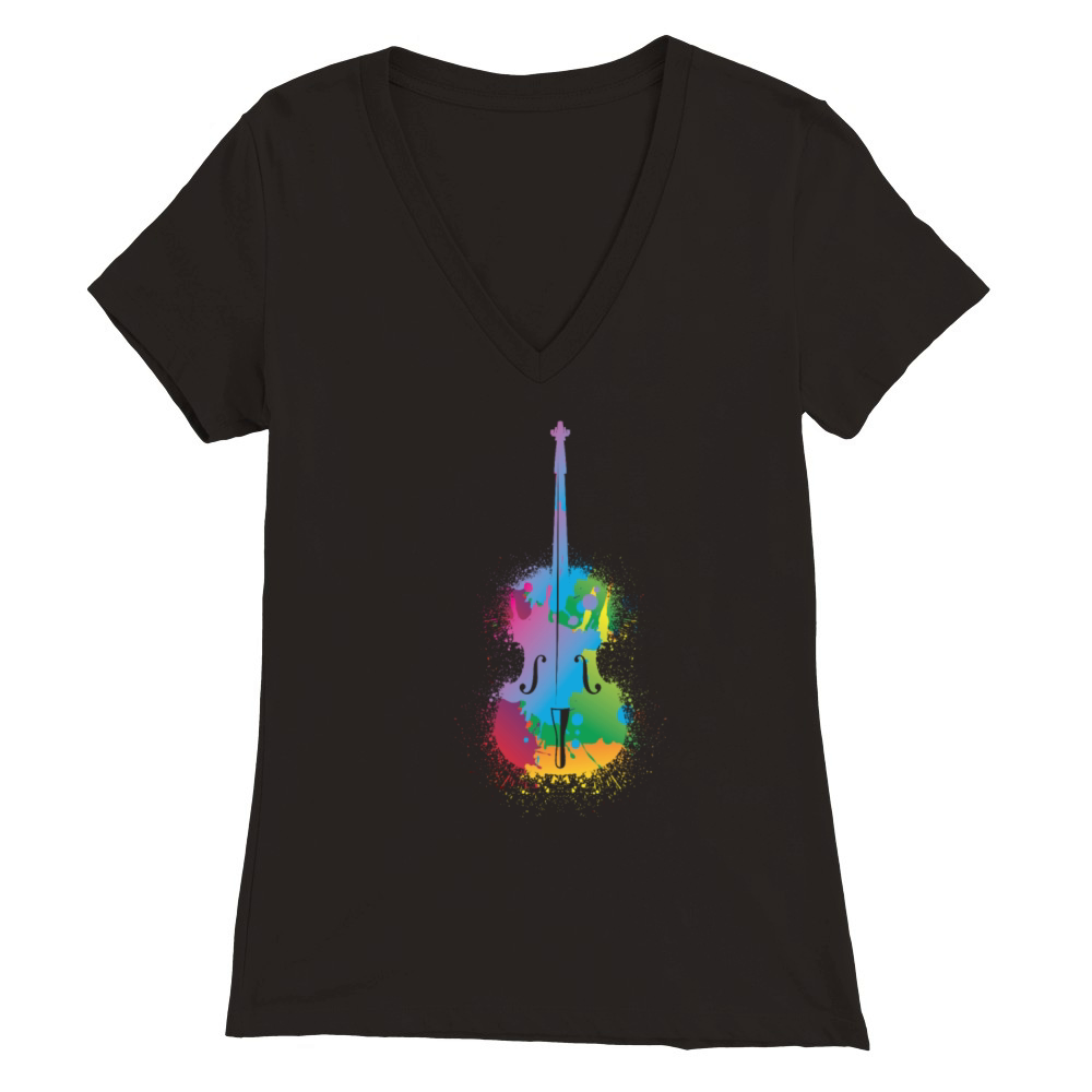 Colorful Cello Retro Music Lover Cellist Premium Womens V-Neck T-shirt