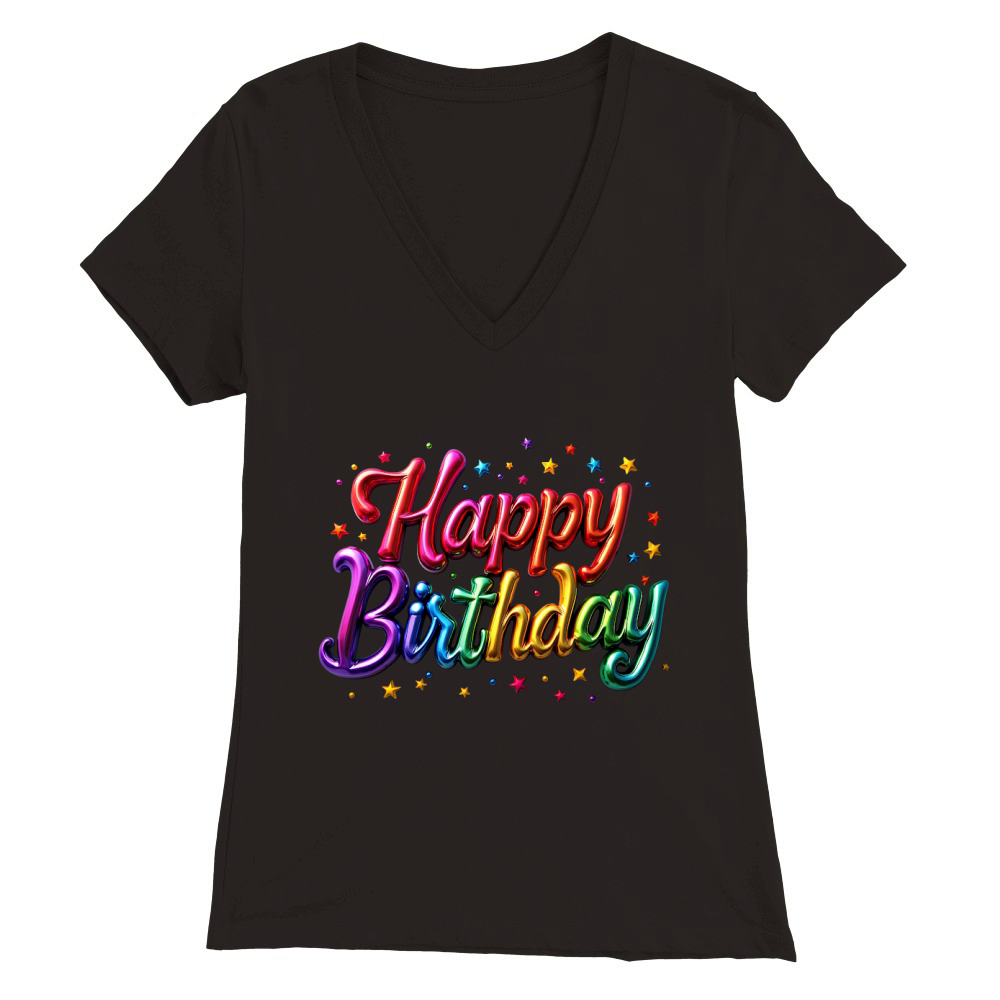 Festive Happy Birthday Premium Womens V-Neck T-shirt