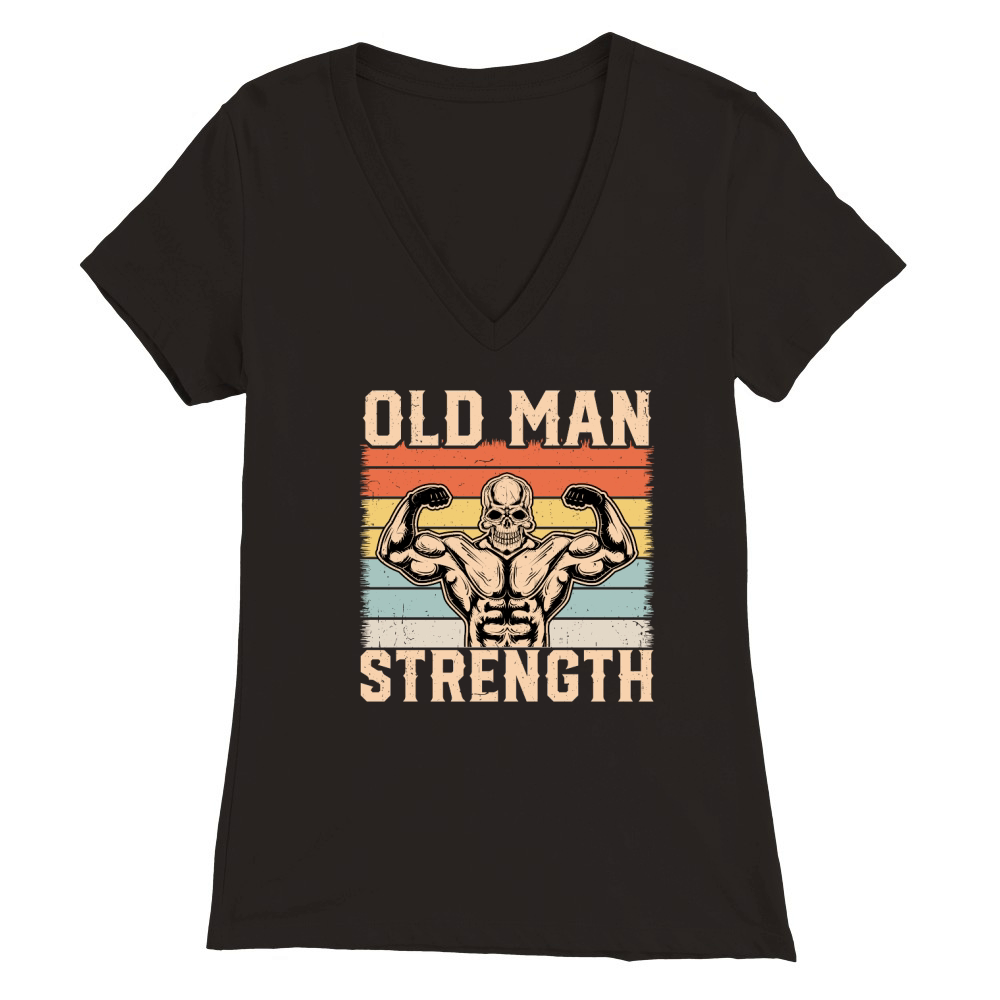 Gym Retro Vintage old man strength Premium Womens V-Neck T-shirt