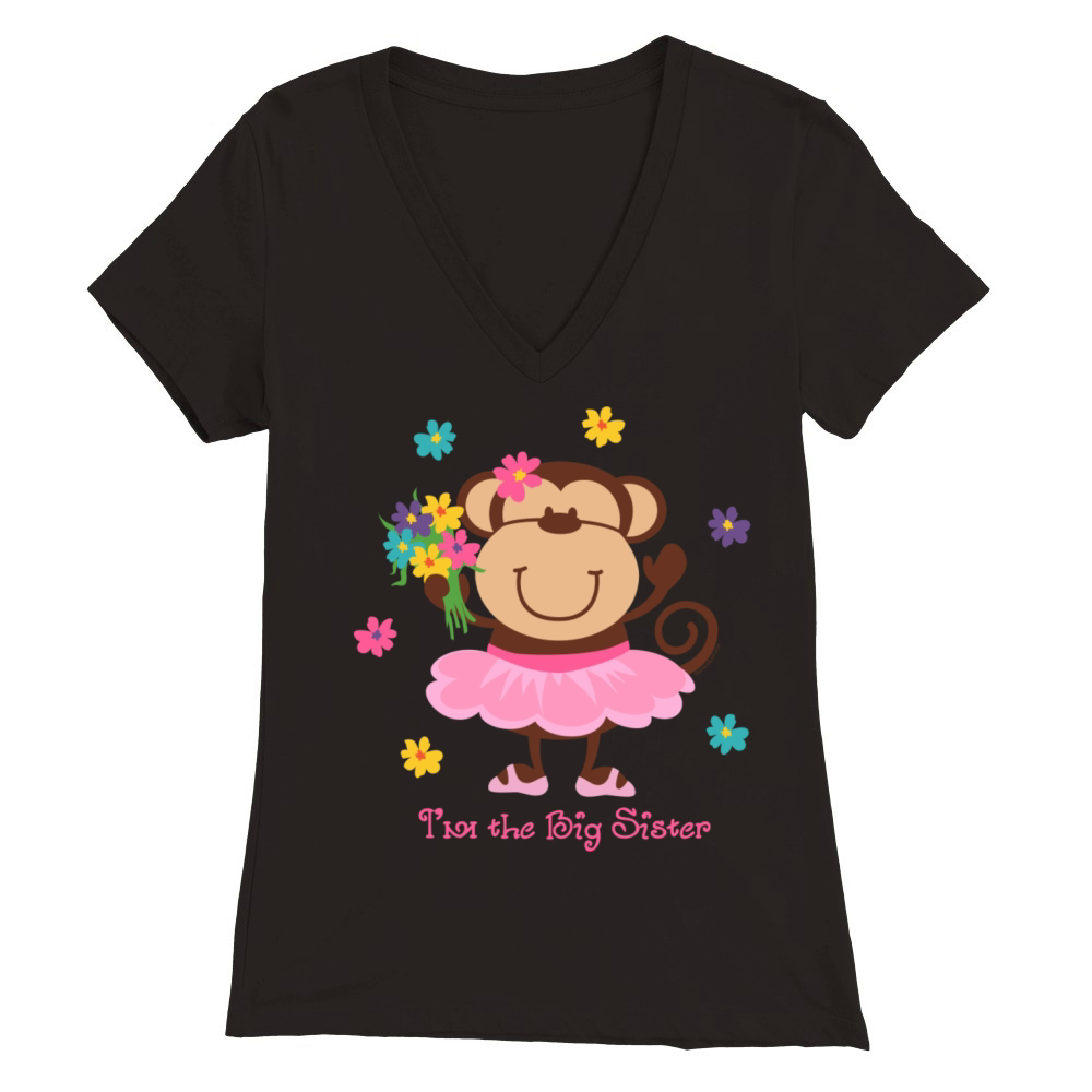 Monkey Big Sister Premium Womens V-Neck T-shirt