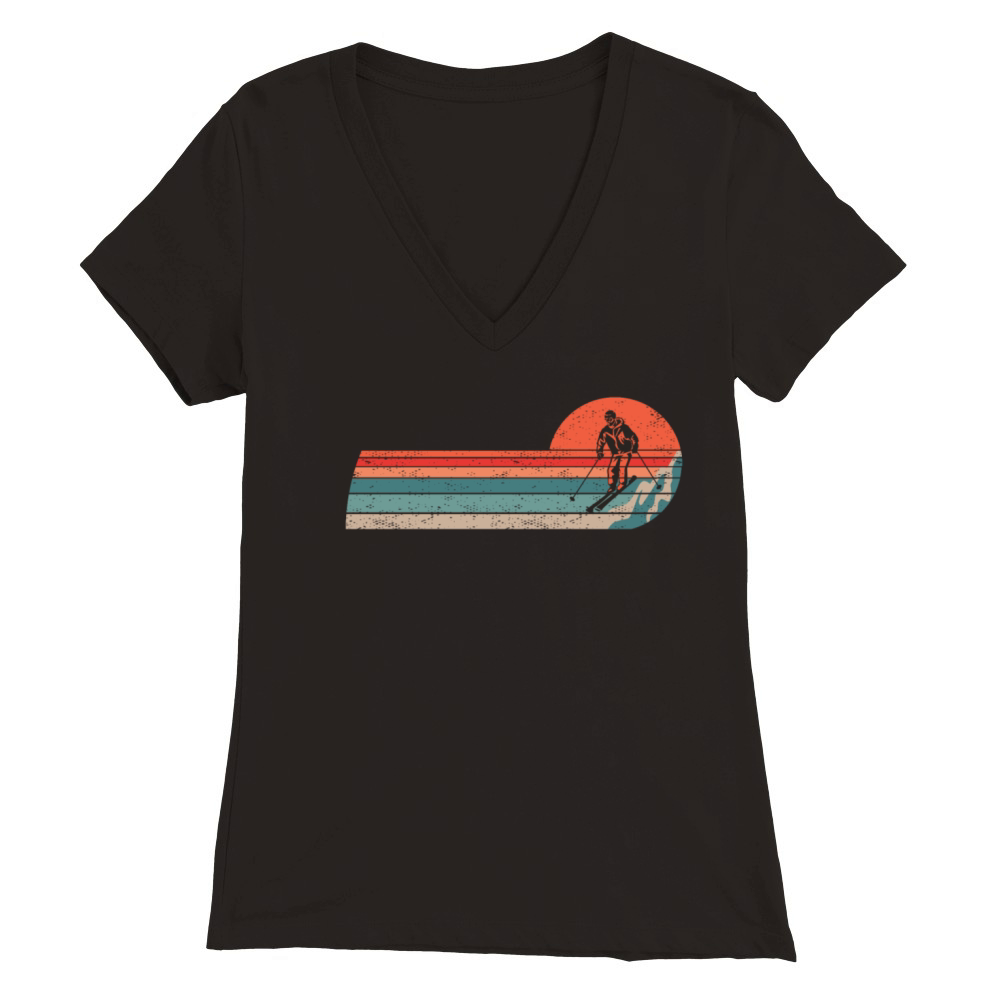 Ski Vintage Skiing Skiers Skier Premium Womens V-Neck T-shirt