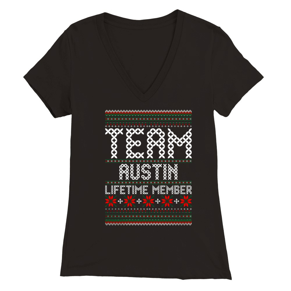 Team Austin Lifetime Member Ugly Christmas Premium Womens V-Neck T-shirt