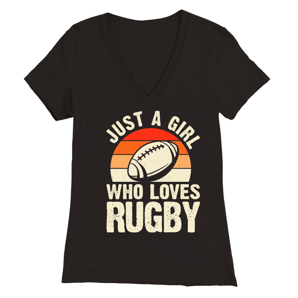 Vintage Rugby Player just a girl who loves rugby Premium Womens V-Neck T-shirt
