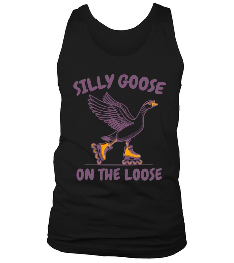 Goose Playing Retro Rollerblade L Purple Tank Top Unisex