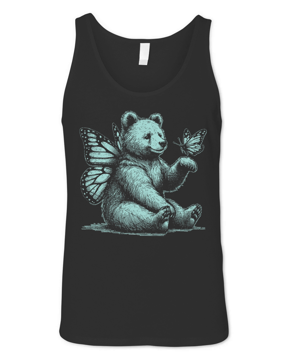 Bear With Butterfly Wings Vintage D Green GR Unisex Jersey Tank