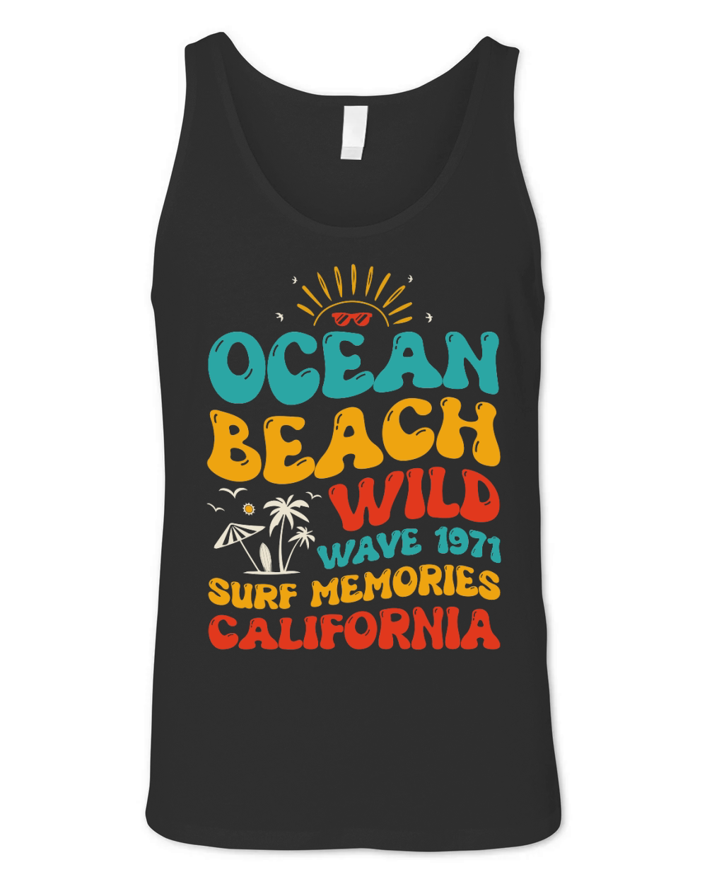 Ocean Beach Wild Wave 1971 Surf Memories California (1) Unisex Jersey Tank