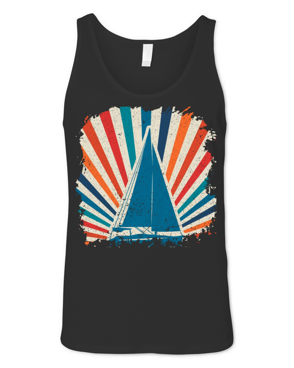 Sailing boat sailboat captain sea yacht retro sail Unisex Jersey Tank