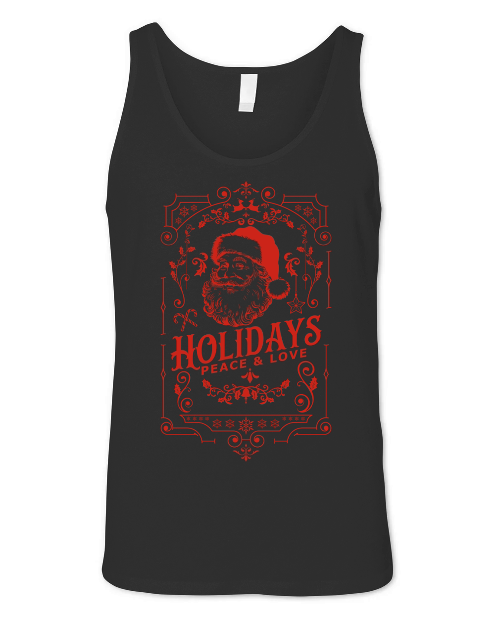 Vintage Christmas  holidays peace and love white 7 red 02 Unisex Jersey Tank