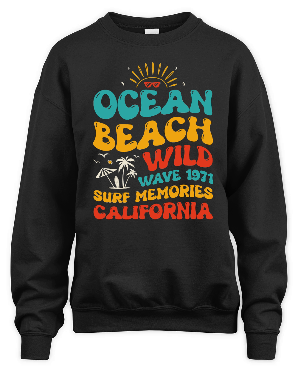 Ocean Beach Wild Wave 1971 Surf Memories California (1) Unisex Premium Crewneck Sweatshirt