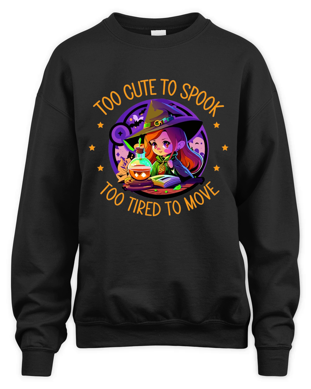 Too cute to Spook Too tired To Move 02 Unisex Premium Crewneck Sweatshirt