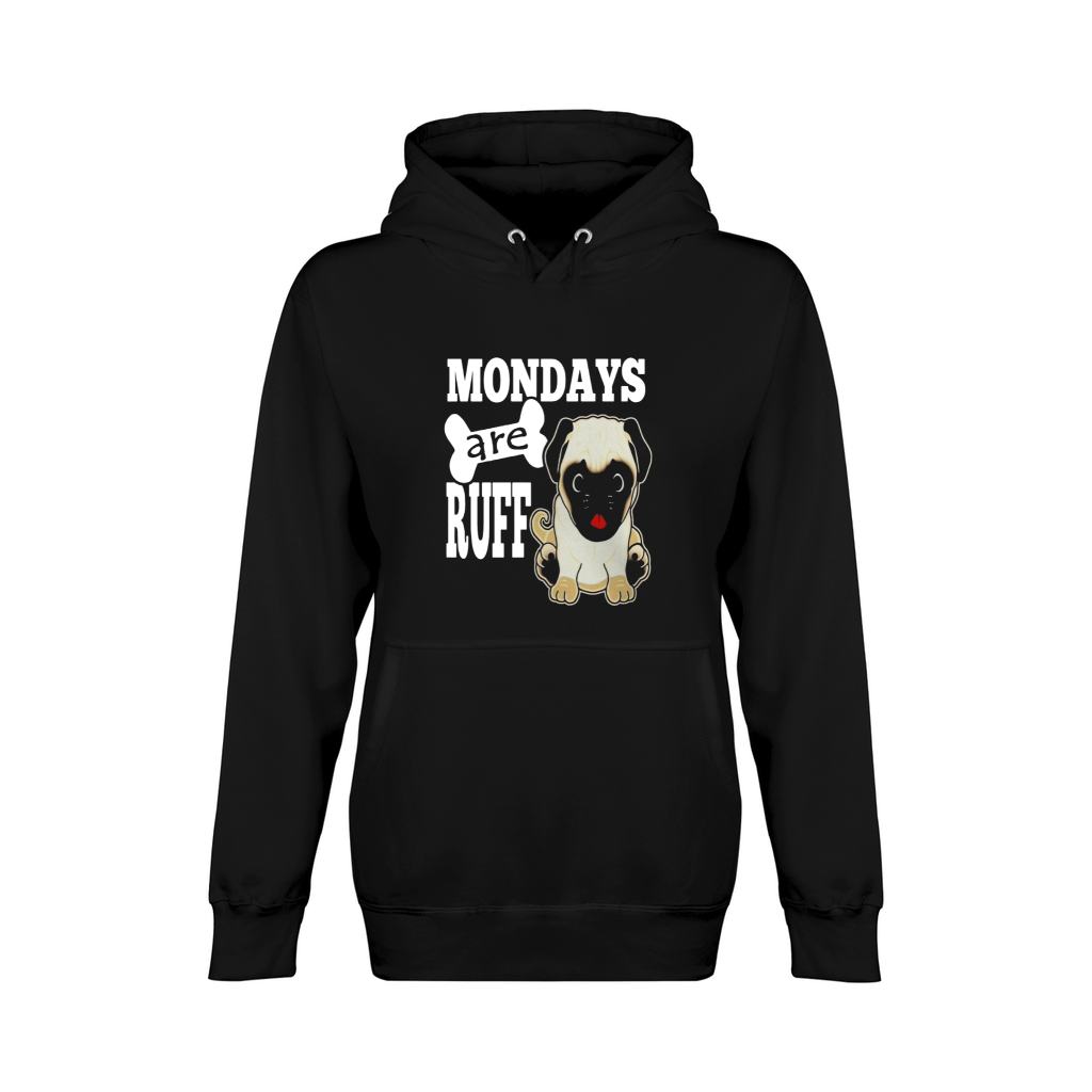 Back to School Funny Pug Dog Mondays are Ruff Unisex Premium Pullover Hoodie