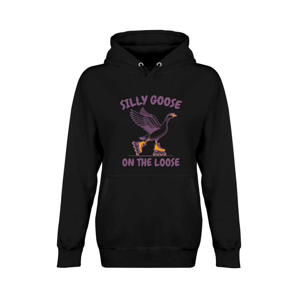 Goose Playing Retro Rollerblade L Purple Unisex Premium Pullover Hoodie