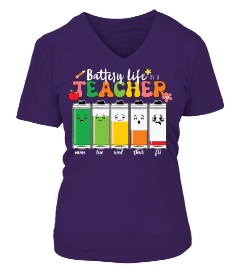 Battery Life Of A Teacher V-neck T-Shirt Woman